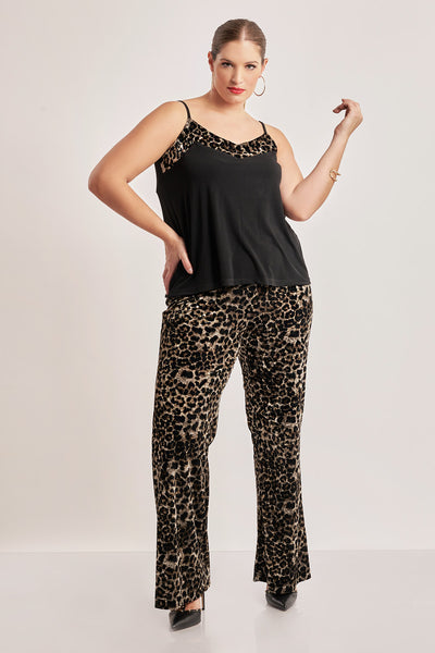 Top with animal print details - Black