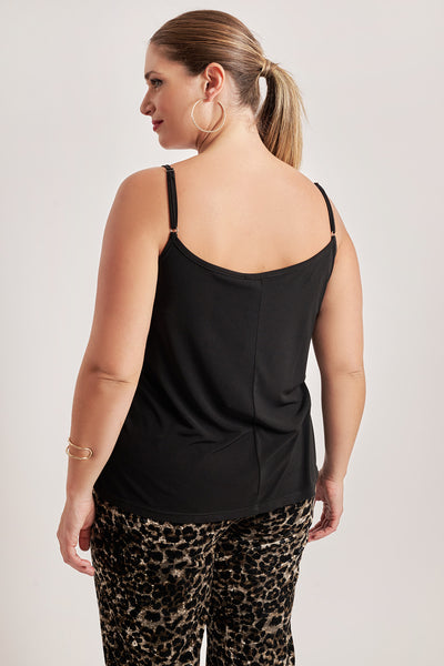 Top with animal print details - Black