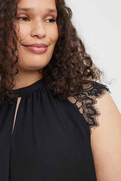 Τοπ με διακόσμηση δαντέλας VERO MODA - Μαύρο