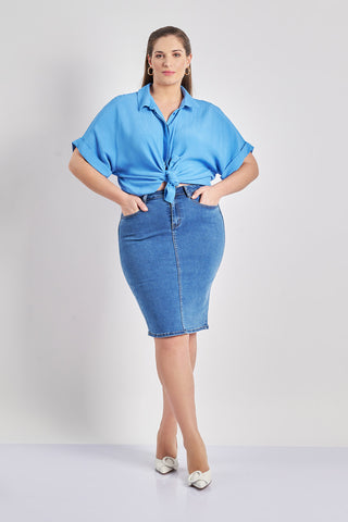 Midi jeans pencil skirt - Blue