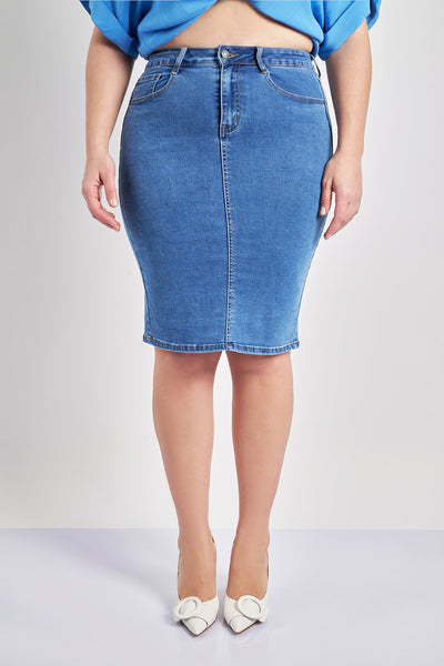 Midi jeans pencil skirt - Blue