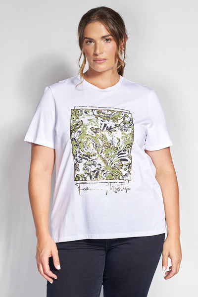 Βαμβακερό T-shirt με στάμπα - Άσπρο
