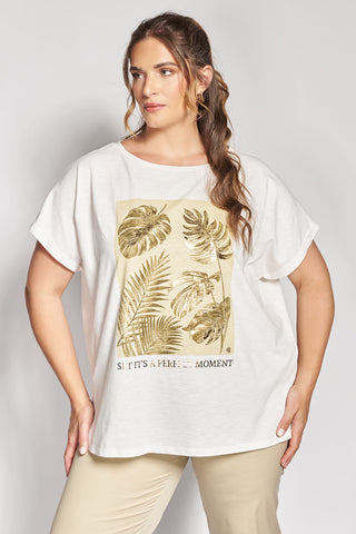 Cotton T-shirt with a foil print - White