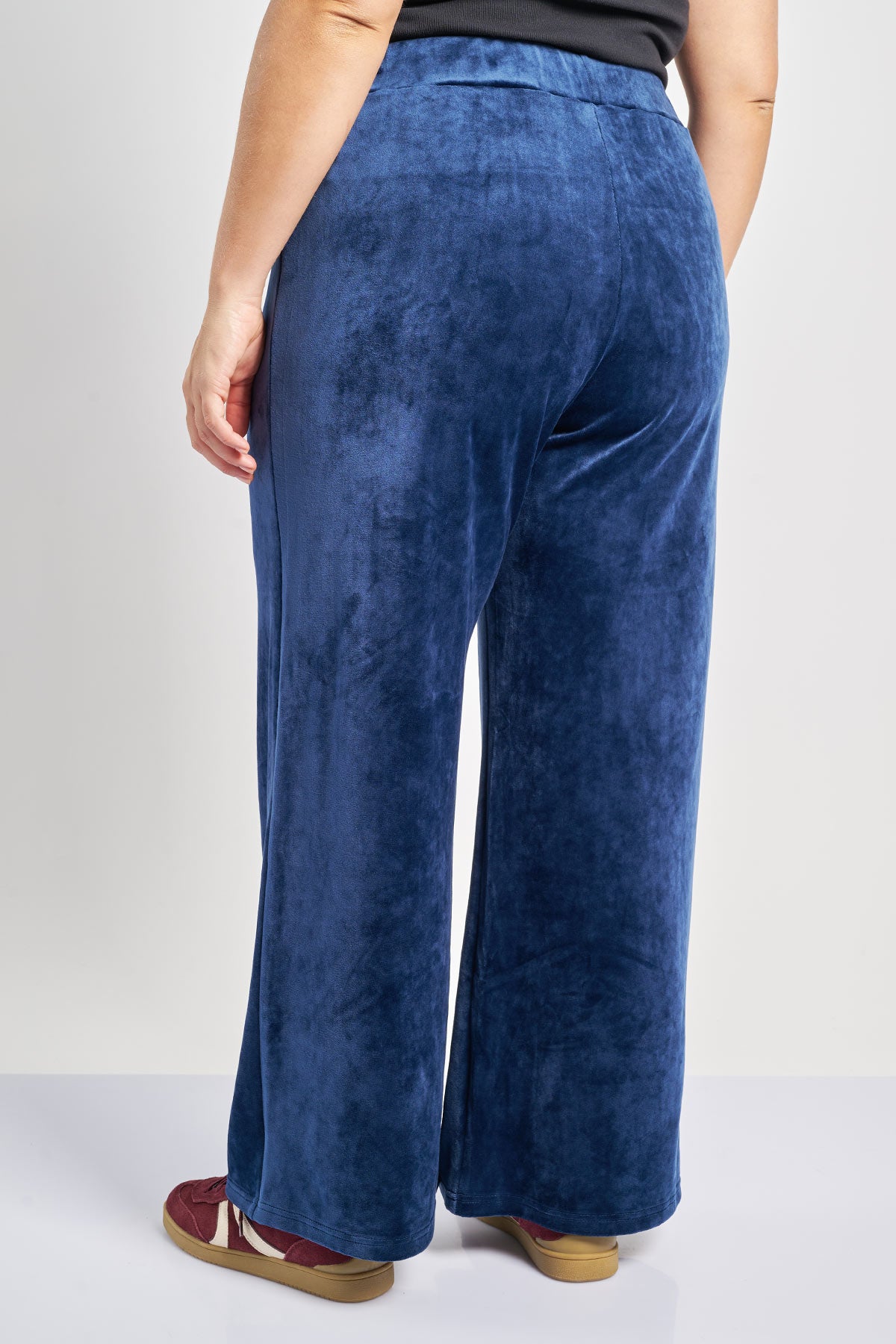 Velour Wide Leg Pants - Blue