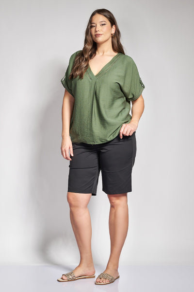 Gabardine Bermuda Shorts - Black